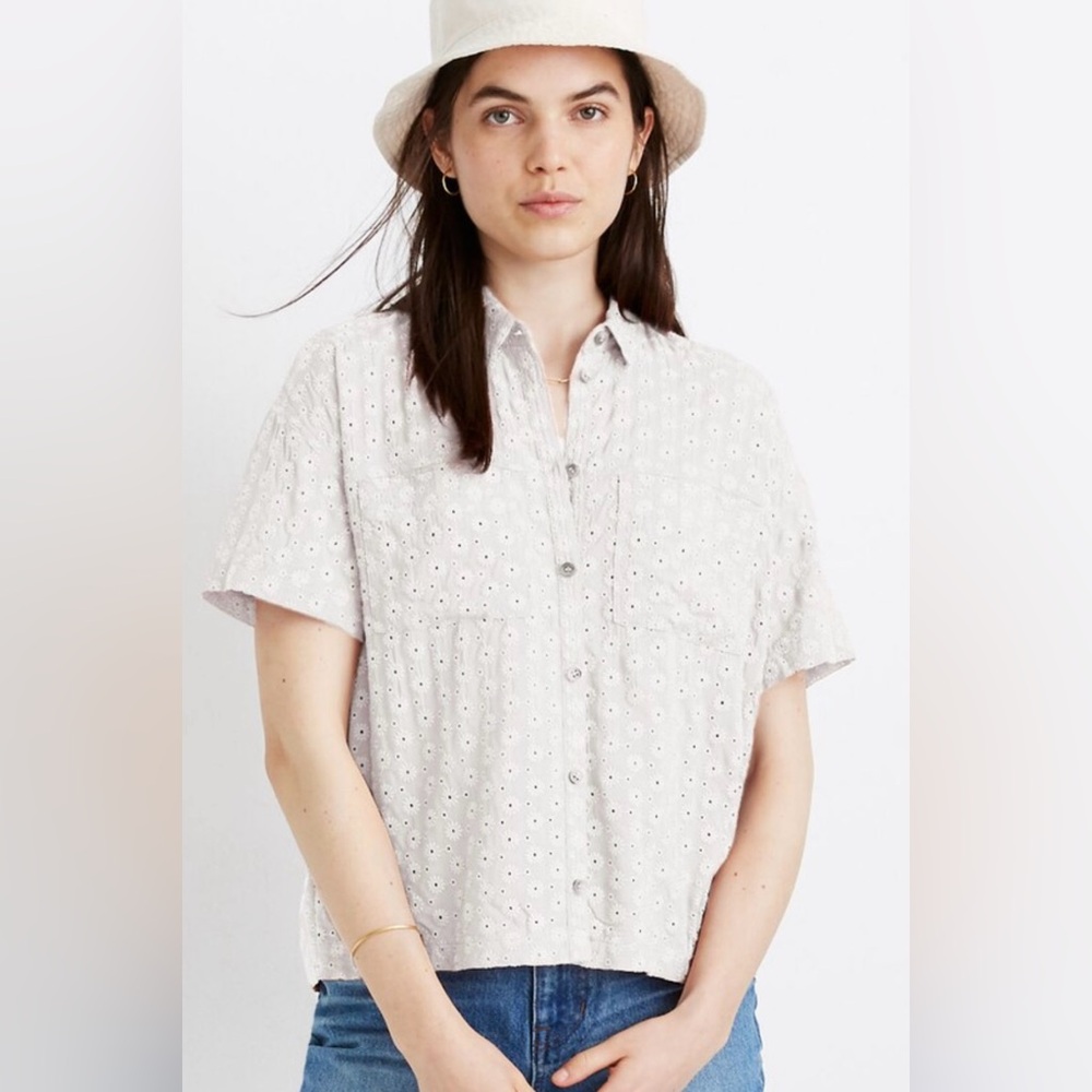 Madewell Daisy Embroidered Portside shirt size small